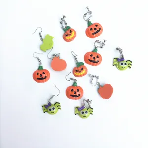 Halloween funny pumpkin ghost earrings set cute spooky festival party jewelry accessories