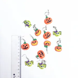 Halloween pumpkin spider earrings cute funny holiday party jewelry gift for women girls accessories