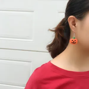Halloween pumpkin drop earrings cute funny novelty spooky costume jewelry for women gifts.