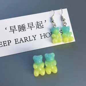 Süße bunte Gummibärchen Ohrringe Harz Bonbon Stil Tier Tropfen Ohrringe für Damen Mädchen