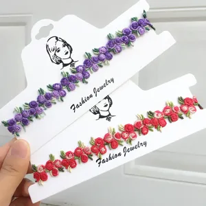 Ensemble de collier choker broderie florale, accessoire de mode mignon pour femmes filles