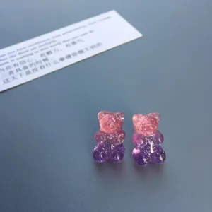 Handgemachte bunte Gummibärchen Ohrstecker, süßer Farbverlauf Glitzer Harz Modeschmuck.