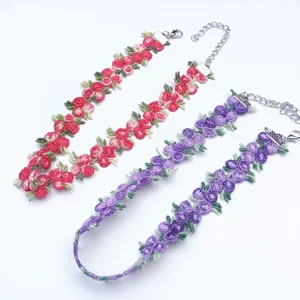 Collier choker broderie florale style doux dentelle col bijoux de mode pour femmes