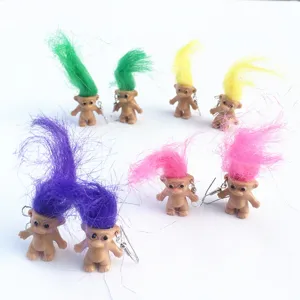 Cute colorful troll doll dangle earrings quirky fashion retro funny jewelry for women