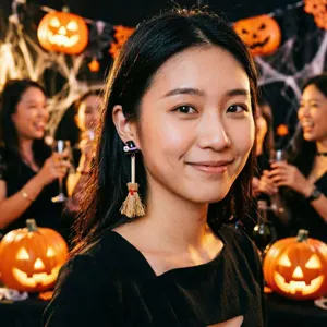 Pendientes de escoba de bruja de Halloween, accesorios festivos bonitos para mujeres.