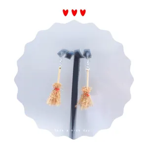 Halloween bruja escoba aretes divertido lindo festival colgantes pendientes para mujeres
