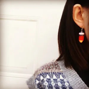 Handcrafted cute pencil dangle earrings for students quirky playful asymmetric hook jewelry