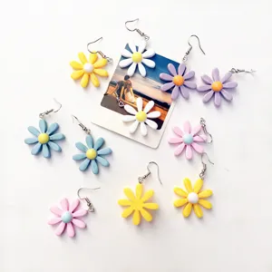 Pendientes de flores acrílicas estilo verano dulce moda joyería linda para mujeres elegante
