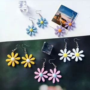 Pendientes colgantes de margaritas de acrílico flores bonitas joyería de moda de verano