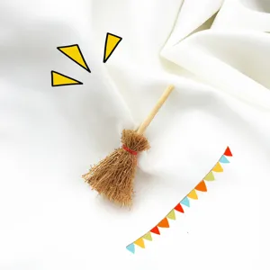 Miniatura escoba de bruja broche accesorio japonés bonito para ropa divertida diaria.