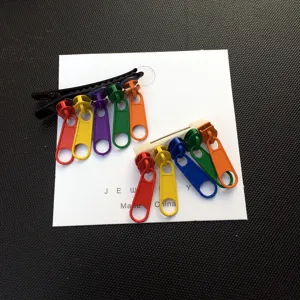 Colorful zipper head hair clip brooch cute Japanese style creative fashion accessory for women