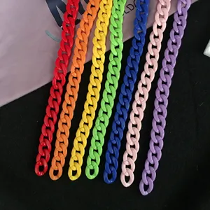 Retro 90s Disco Stil Acryl Kette Halskette Und Ohrringe Set Für Damen Neon Farbe Chunky Link Choker Y2K Mode Schmuck Zubehör