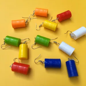 Kreative bunte Miniatur Oeltonne Harz Ohrringe ausgefallene Damen Schmuck Accessoires