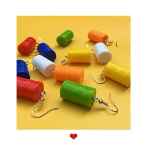 Bunte Mini-Oelonnen-Ohrringe kreative handgefertigte Neuheit lustiger Schmuck fuer Damen