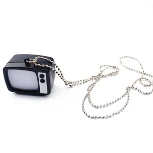 Retro miniature television pendant necklace with silver ball chain for hiphop style