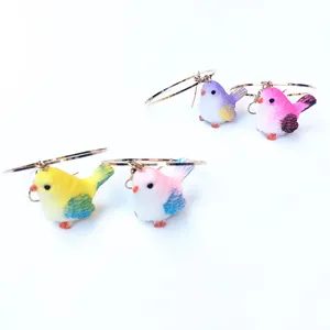 Boucles d'Oreilles en Résine Forme Oiseau de Dessin Animé Mignon pour Femmes Créatif Animal Boucles d'Oreilles Clips Non Percés Bijoux