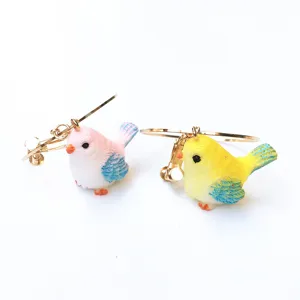 Jolies boucles d'oreilles clips petit oiseau mignon dessin animé bijoux femme