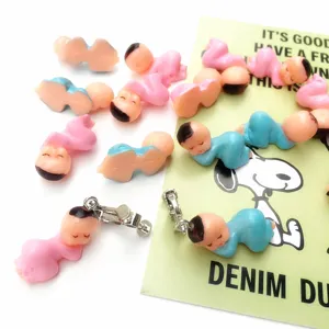 Handgemaakte schattige slapende baby pop clip oorbellen unieke leuke trendy sieraden