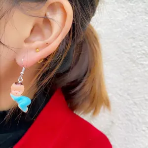 Schattige grappige slapende baby pop bungel oorbellen vrouwen mode sieraden cadeau