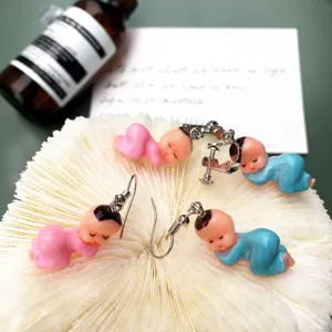 Creatieve Handgemaakte Slapende Babypop Hars Oorbellen Grappige Eigenzinnige 3D Hars Baby Oorbellen Voor Feest Vrouwen Sieraden Cadeau