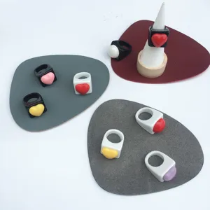 Jolie bague cœur en résine anneau géométrique coloré style bonbon bijoux de mode