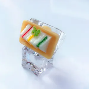 Resin Sandwich Ring Transparent Acrylic Food Play Cute Green Clover Wide Band Finger Ring