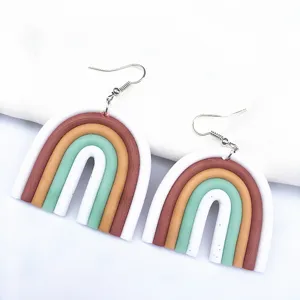 Geometrische Polymer-Ton Regenbogen Ohrringe, trendiger europäischer und amerikanischer Stil.