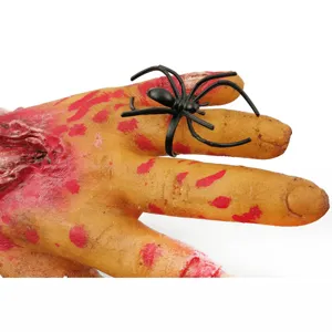 Halloween black plastic spider ring spooky party prank accessory with creepy hand prop
