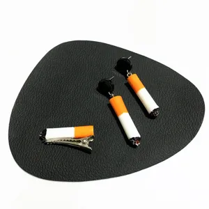 Creative cigarette earrings and hair clip set, punk style novelty funny fashion jewelry accessories.