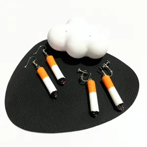 Handmade cigarette earrings punk style funny novelty drop earrings for women club fashion accessory