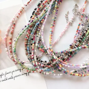 Bunte Boho Perlenketten im Ethno-Stil, mehrlagige, verstellbare Halskette Damen.