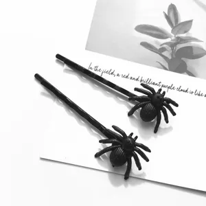 Halloween black spider hair clips, gothic style scary hairpins for party costume dress up accessories.