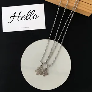 Couple best friends puzzle pendant necklace with bead chain set for students fashion jewelry