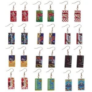 Lustige Simulation Snack Süßigkeiten Ohrringe Für Frauen Kreative Handgemachte Miniatur Schokolade Lebensmittel Verpackung Ohrhänger Einzigartiger Schmuck