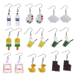 Süßes Harz Ohrring Set Für Damen Lustige Pilz Erdbeere Bär Wasserflasche Hängeohrringe Mehrfarbiger Skurriler Cartoon Schmuck