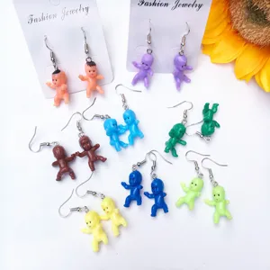 Ausgefallene süße Baby Puppe Hängeohrringe bunter lustiger Modeschmuck für Damen