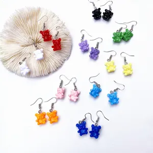 Bunte Harz Gummibärchen Ohrringe süße Bonbon Farbe Hängeohrringe für Damen und Mädchen Alltag