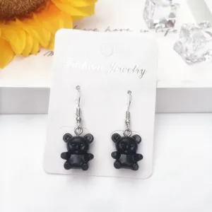 Süße schwarze Bär Ohrringe süße Bonbon Stil Acryl Tier Ohrhänger Schmuck für Damen