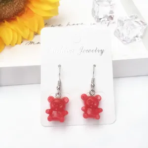 Süße rote Harz Bär Ohrringe süß Bonbon Stil Mode Schmuck Display Karte Ohrschmuck