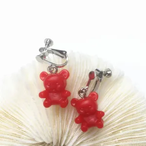 Süße rote Gummibärchen Clip Ohrringe, japanischer süßer Stil Bonbon Farbe Ohrschmuck.