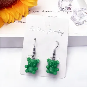 Süße grüne Bär Ohrringe Bonbon Farbe hängende Ohrringe für Damen und Mädchen Schmuck Geschenk.