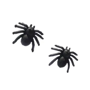 Halloween black plastic spider stud earrings funny gothic party jewelry for women girls