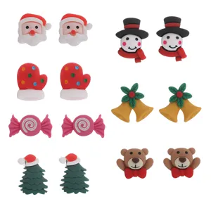 Süße Harz Weihnachten Ohrringe Kollektion Cartoon Weihnachtsmann Schneemann Rentier Weihnachtsbaum Ohrstecker Für Frauen Kinder Feiertag Party Schmuck