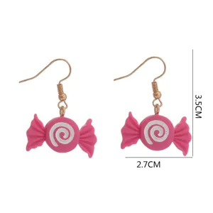Süße rosa Bonbon Ohrringe mit Haken, niedliches Harz Spirale Design Schmuck Geschenk für Damen.