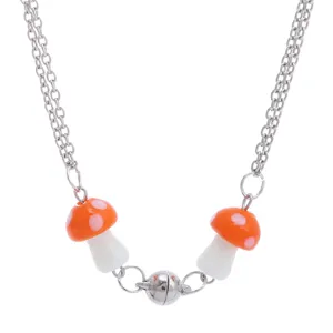 Paar magnetische attractie paddenstoel ketting set, stijlvolle hip-hop hanger sieraden.