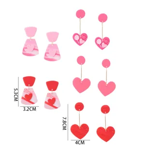 Handgemachte Fimo Herz Ohrringe süße Bonbon Stil rot rosa hängenden Schmuck Geschenk