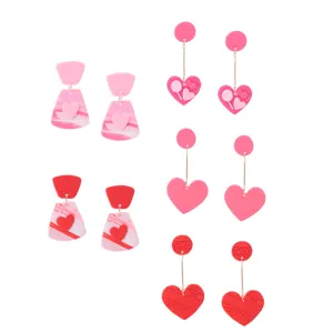 Handgefertigte Fimo Herz Ohrringe süße rote Valentinstag Schmuck baumeln Ohrringe