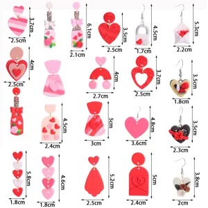 Valentinstag Fimo Ohrringe süße Herz Weinflasche lange Hängeohrringe Party Schmuck