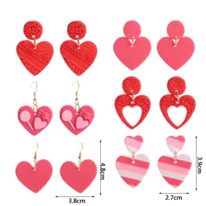 Handgemachte Polymer Ton Herz Ohrringe Set süße rote rosa Ohrhänger Geschenke