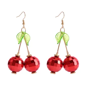 Rote Kirsche Baumelohringe süße niedliche geometrische Frucht Ohrringe Damen Mode Schmuck Design